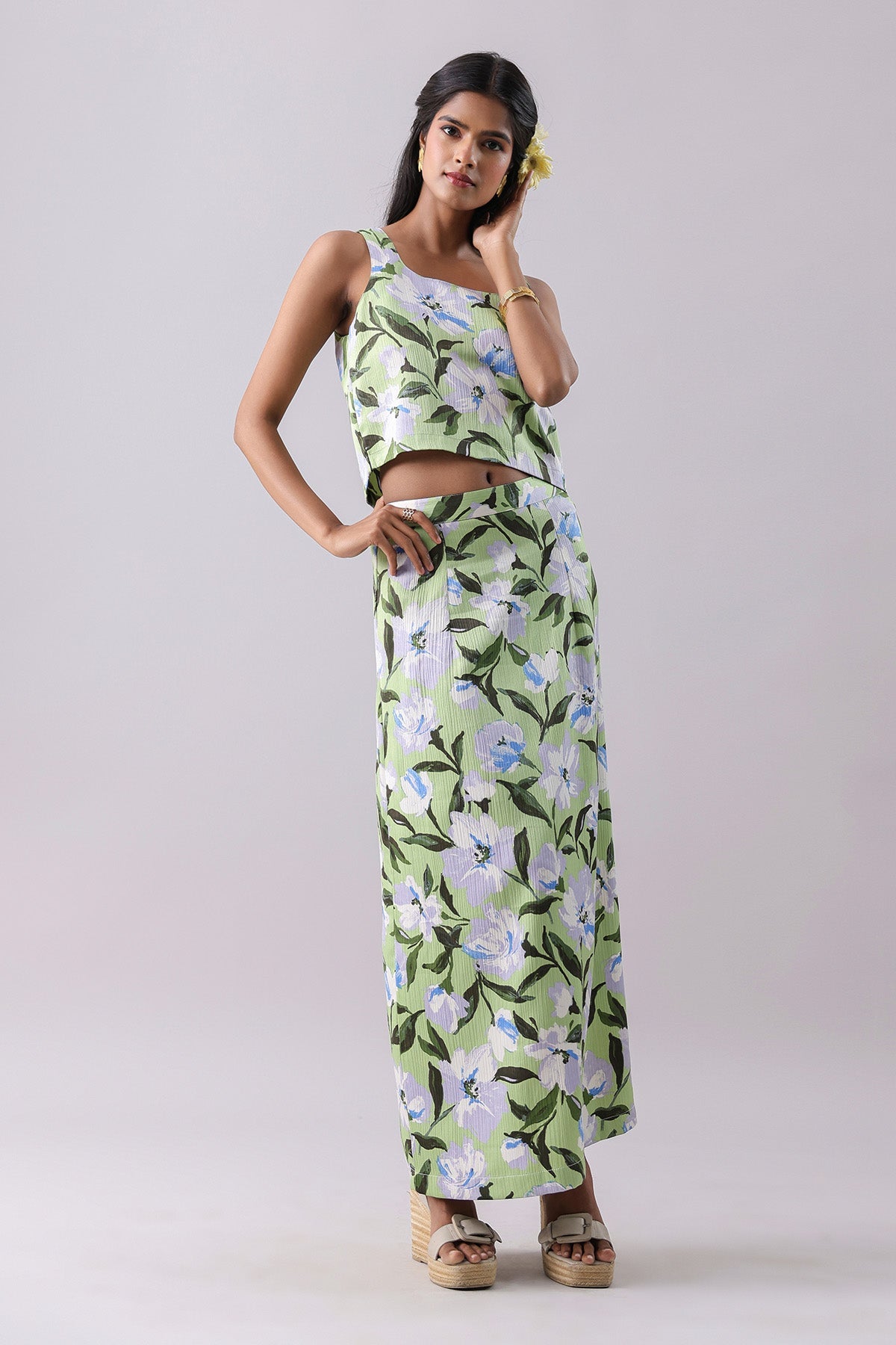 Buy Light Green Printed Co-ord Set by Why Look West for women online at ScrollnShops